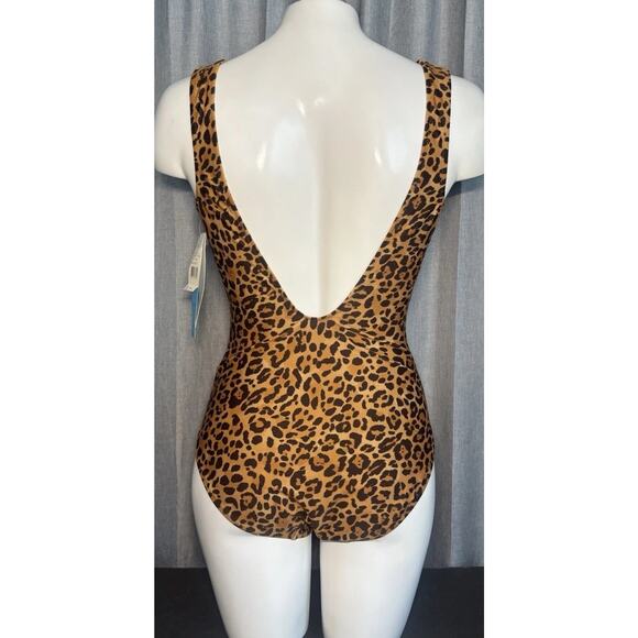 GOTTEX Leopard Print With Water Lily Floral 1 Piece Swimsuit NWT $178 - Picture 2 of 14